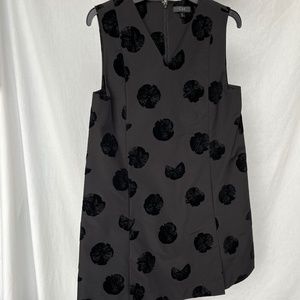 COS (S) black velvet floral tone-on-tone mini-dress, with pockets, EUC.